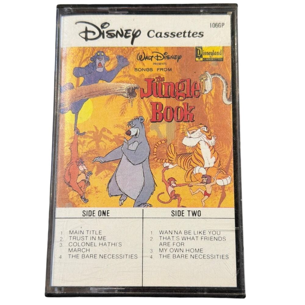 Jungle Book Walt Disney Cassette red tape songs from Film Disneyland